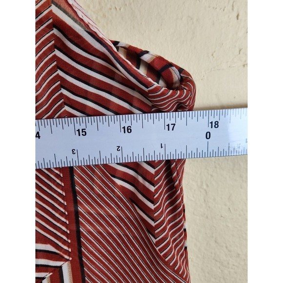 Mine  women's‎ Rust Orange White Sheer Geometric Top TANK Top Sleeveless size L - Picture 6 of 8